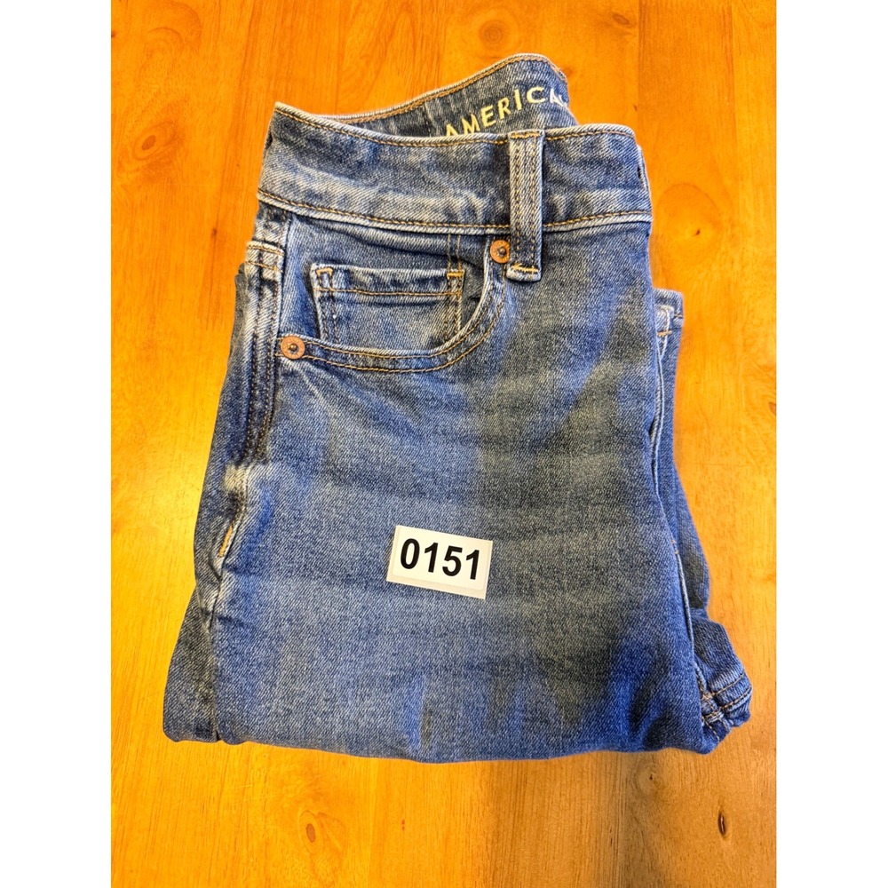 American Eagle Mom Jeans Womens 00 Blue Medium Wash High Waisted Stretch Denim - Picture 8 of 8